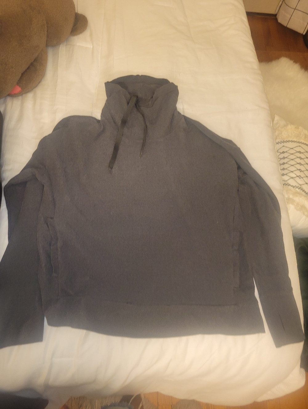 Cozy Grey Funnel Neck Pullover Sweatshirt
